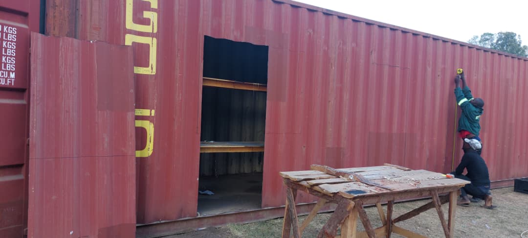 Raw steel shipping container before conversion